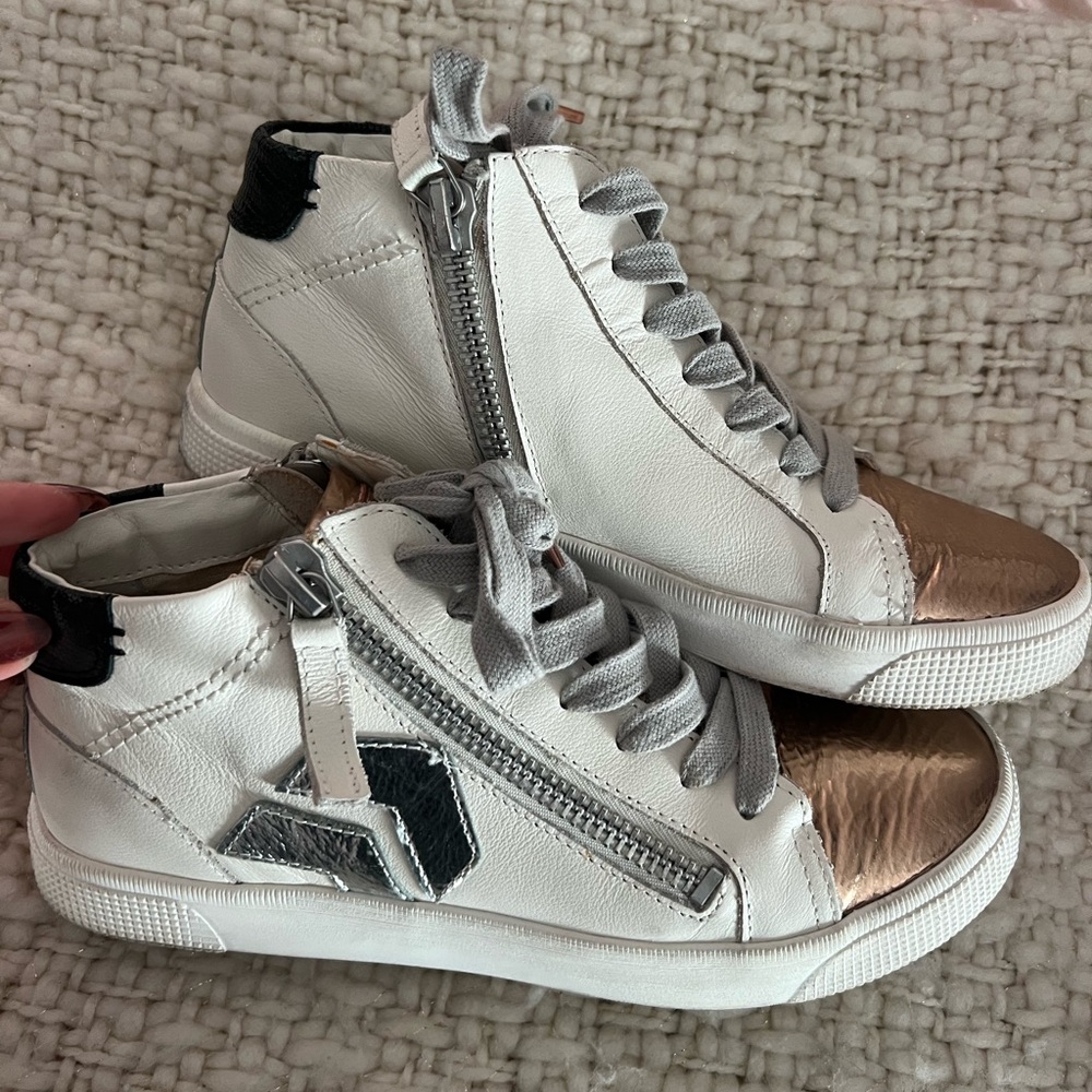 Dolce Vita White and Gold Sneakers